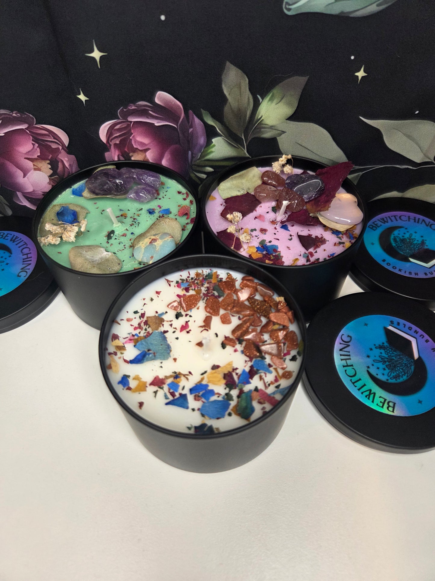 8oz. Premium Soy Candle w/Crystals