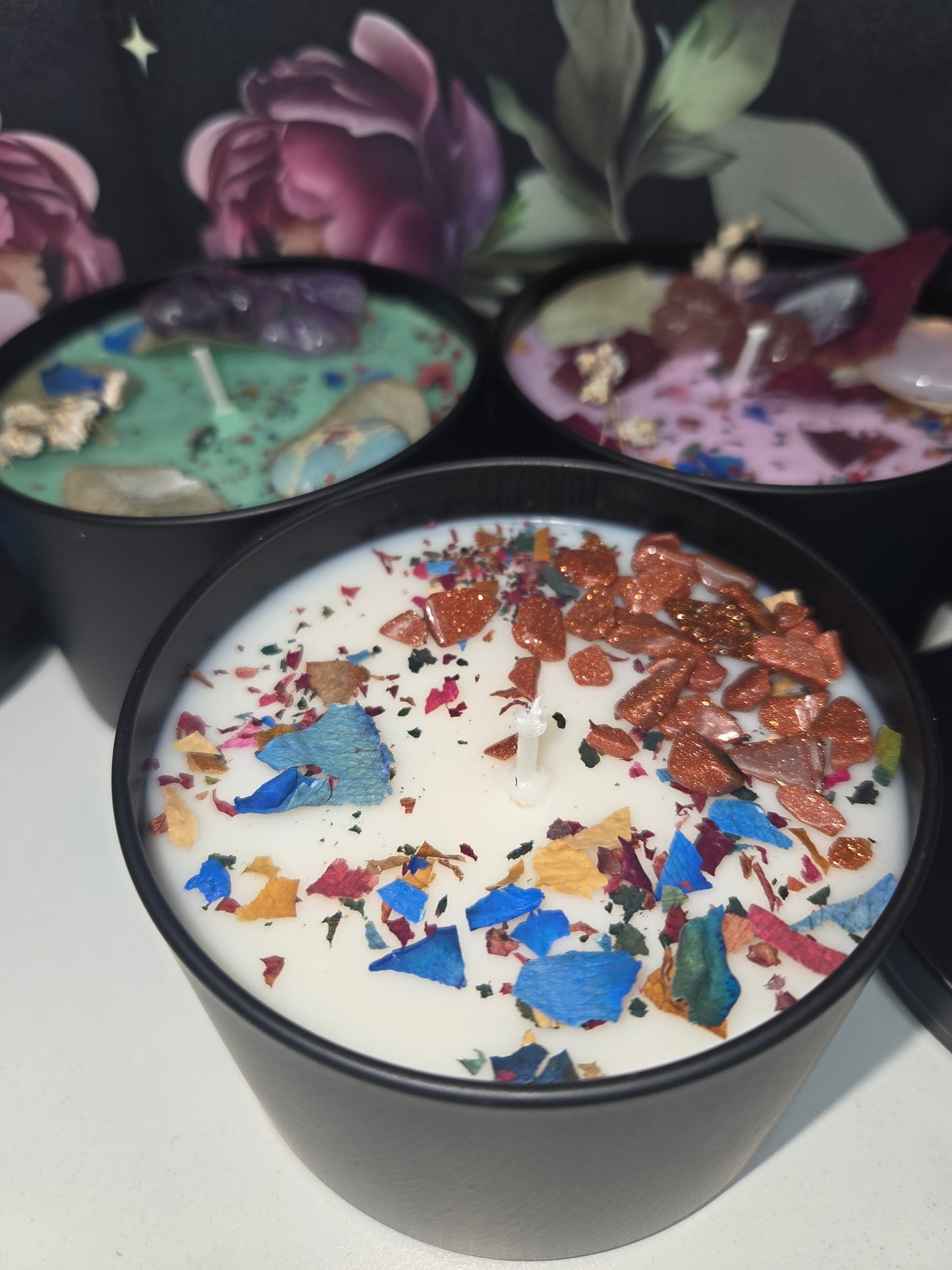 8oz. Premium Soy Candle w/Crystals