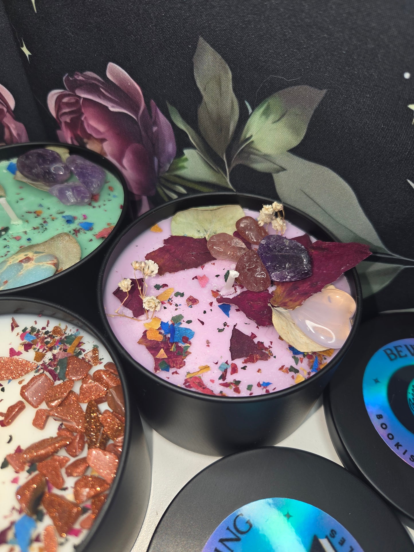 8oz. Premium Soy Candle w/Crystals
