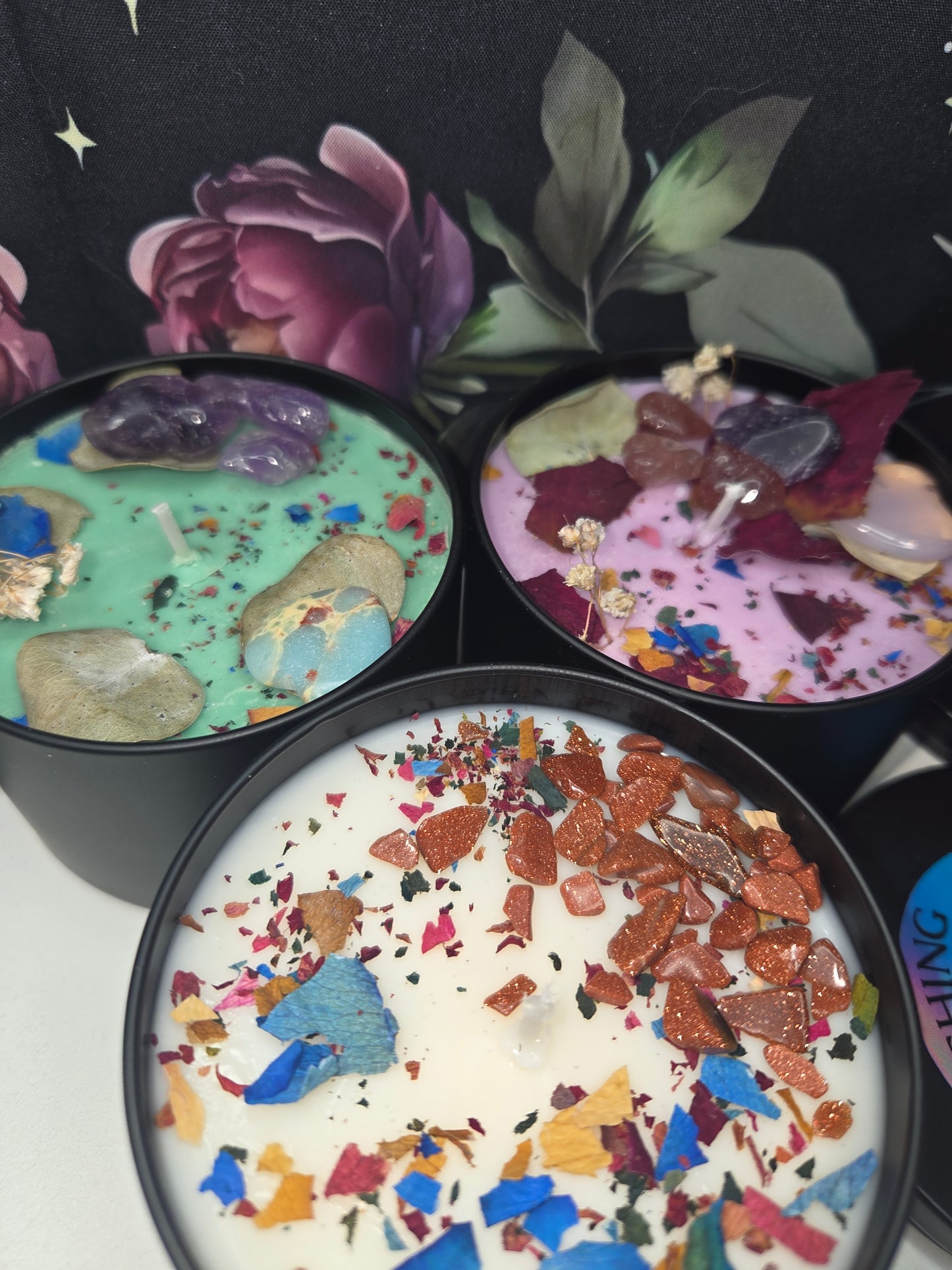 8oz. Premium Soy Candle w/Crystals