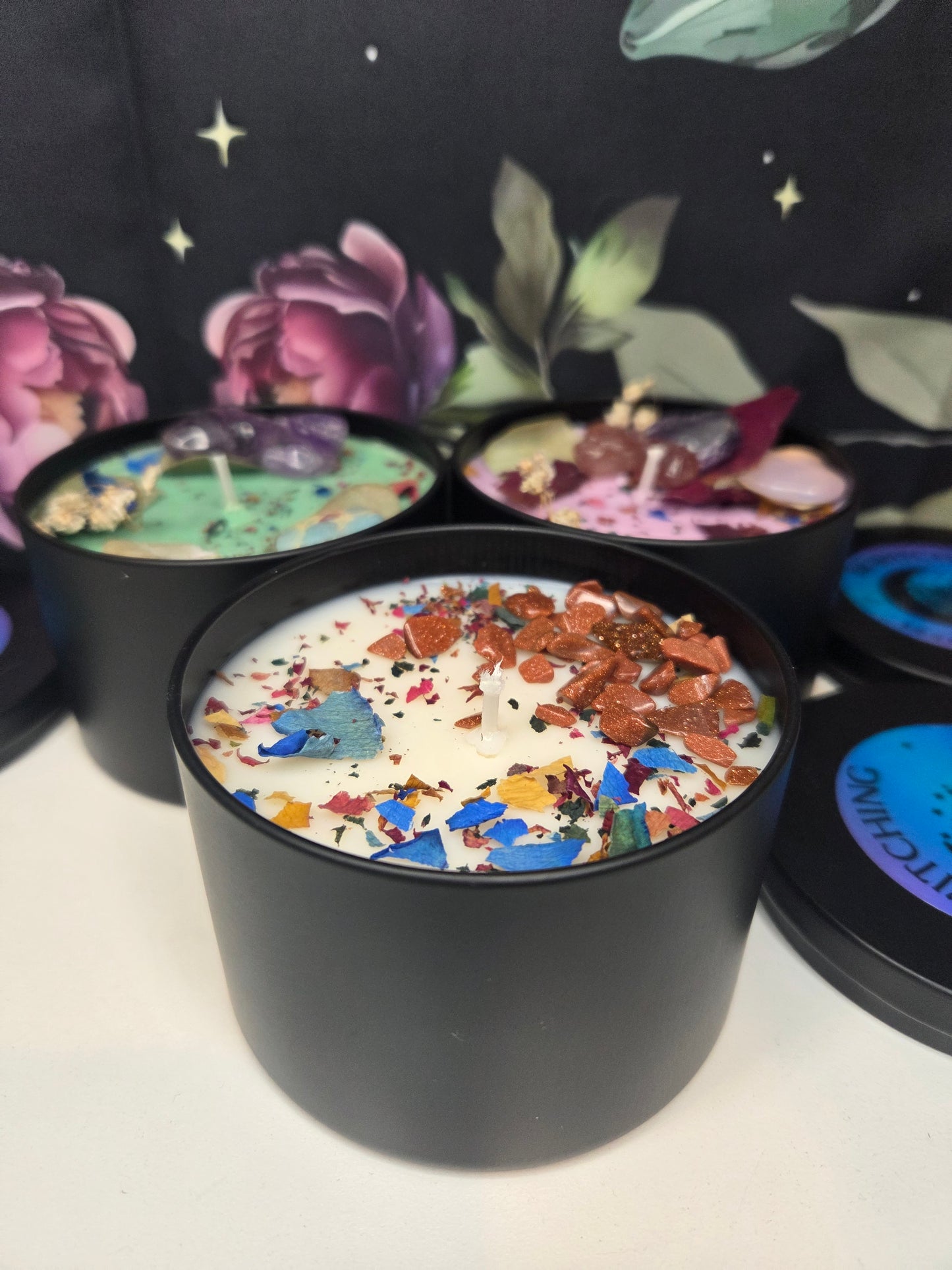 8oz. Premium Soy Candle w/Crystals