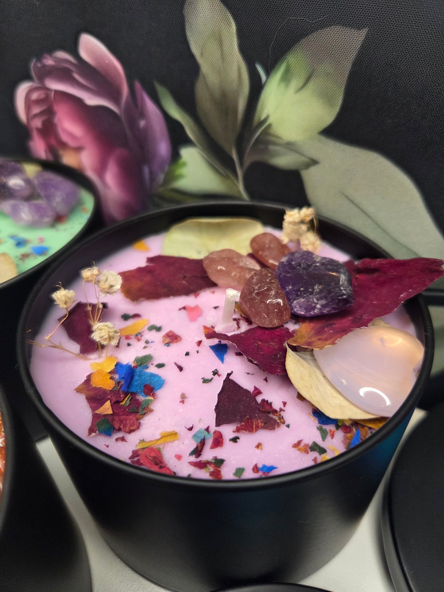 8oz. Premium Soy Candle w/Crystals
