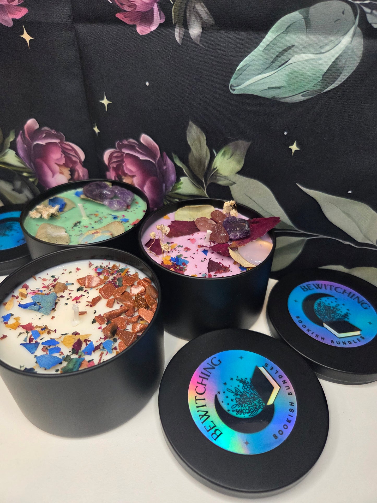 8oz. Premium Soy Candle w/Crystals